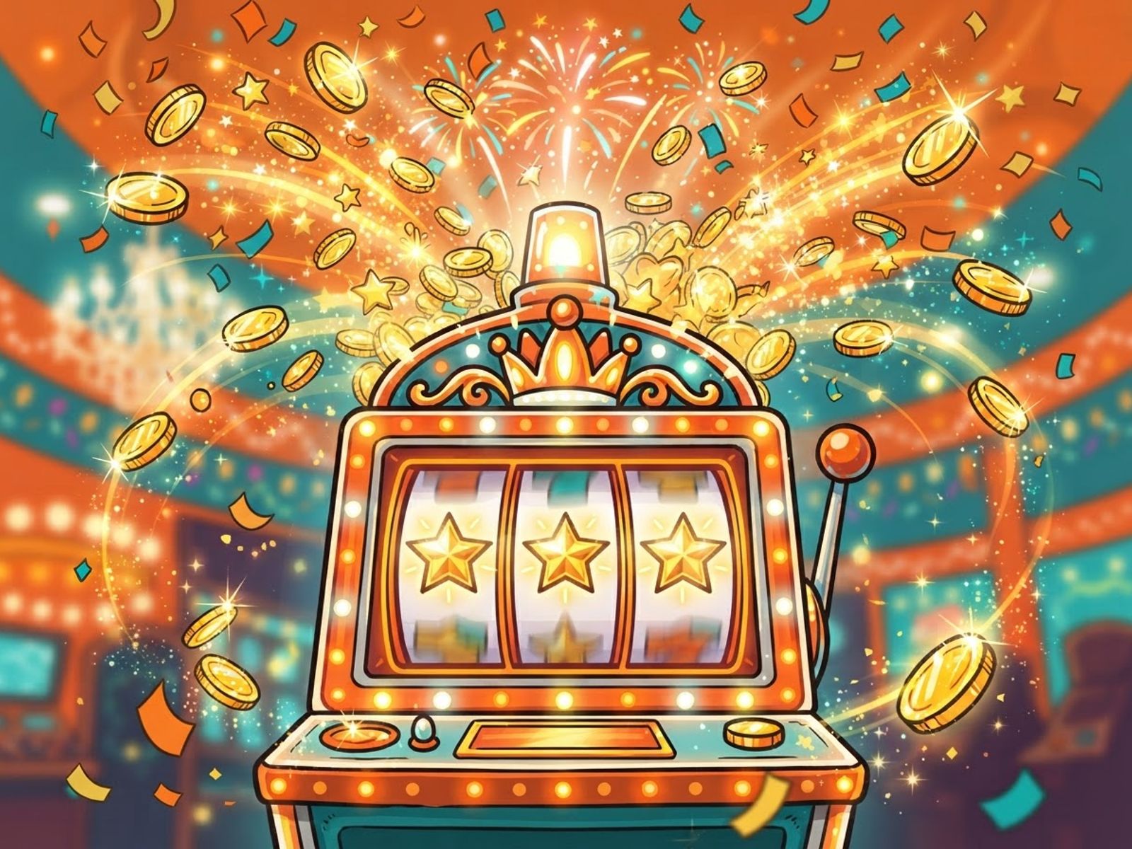 Animation de jackpot avec effets lumineux sur une machine à sous de Spinsy