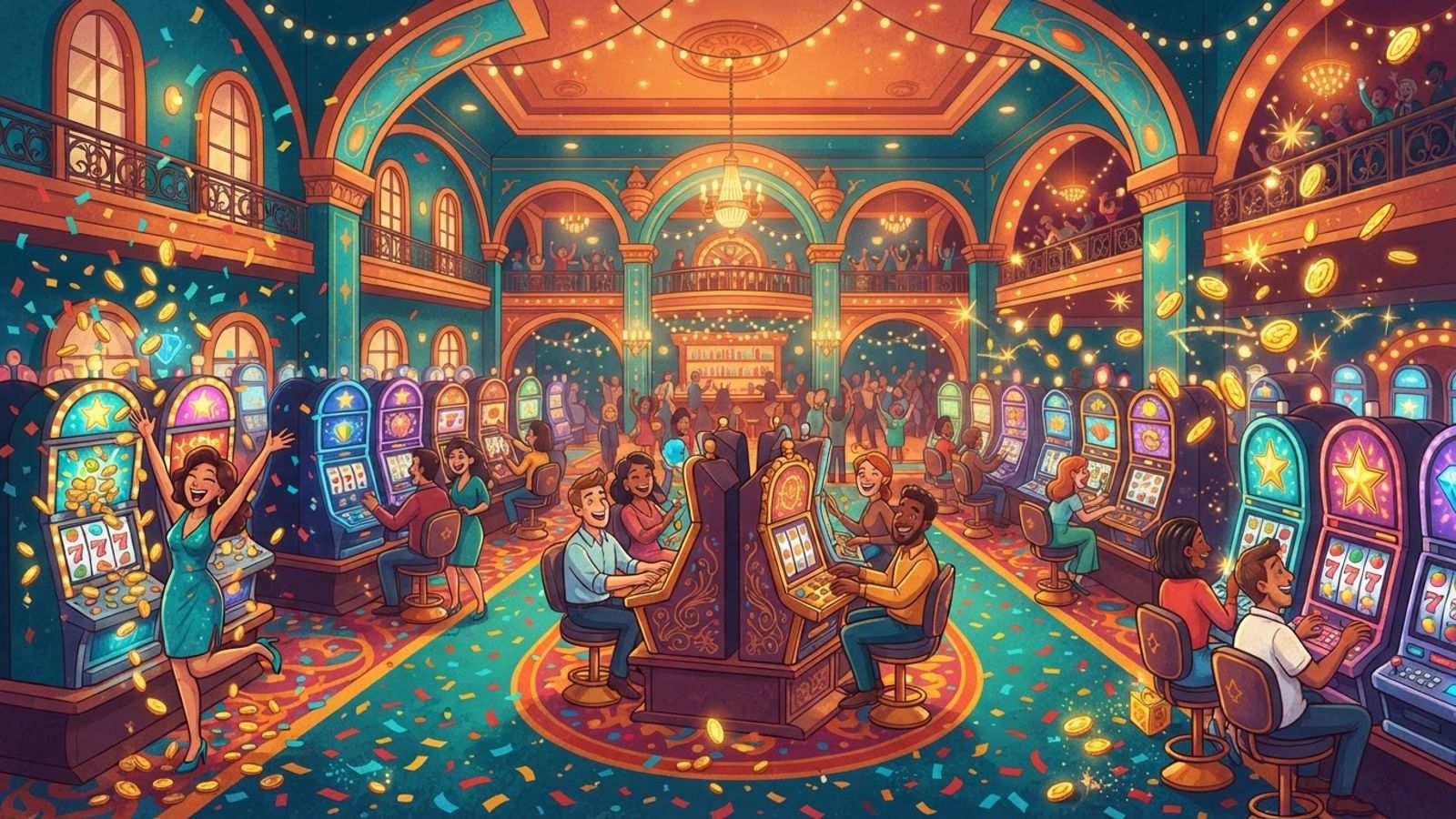 Illustration du casino social Spinsy et de ses machines à sous